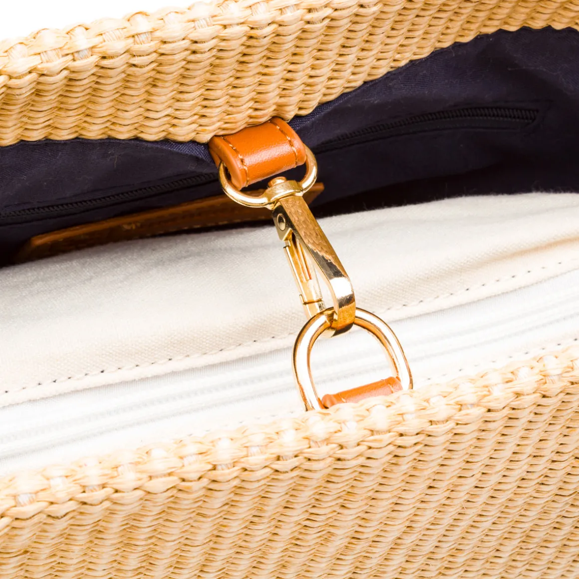 Borsa in Rafia forma a Secchiello da Donna Beige Lumberjack