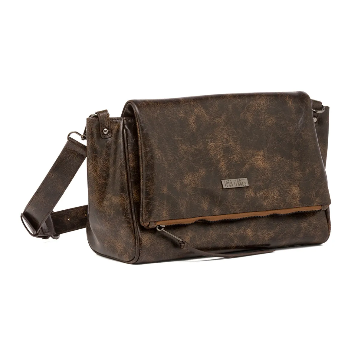 Borsa marrone effetto vintage da Donna Lora Ferres