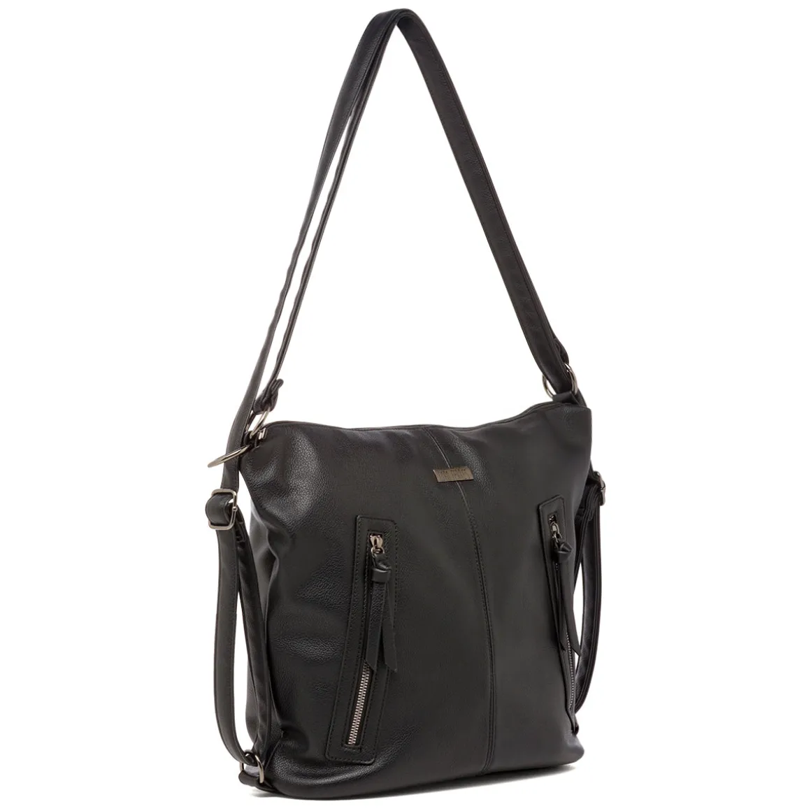 Borsa nera da Donna con tracolla e doppia zip Lora Ferres