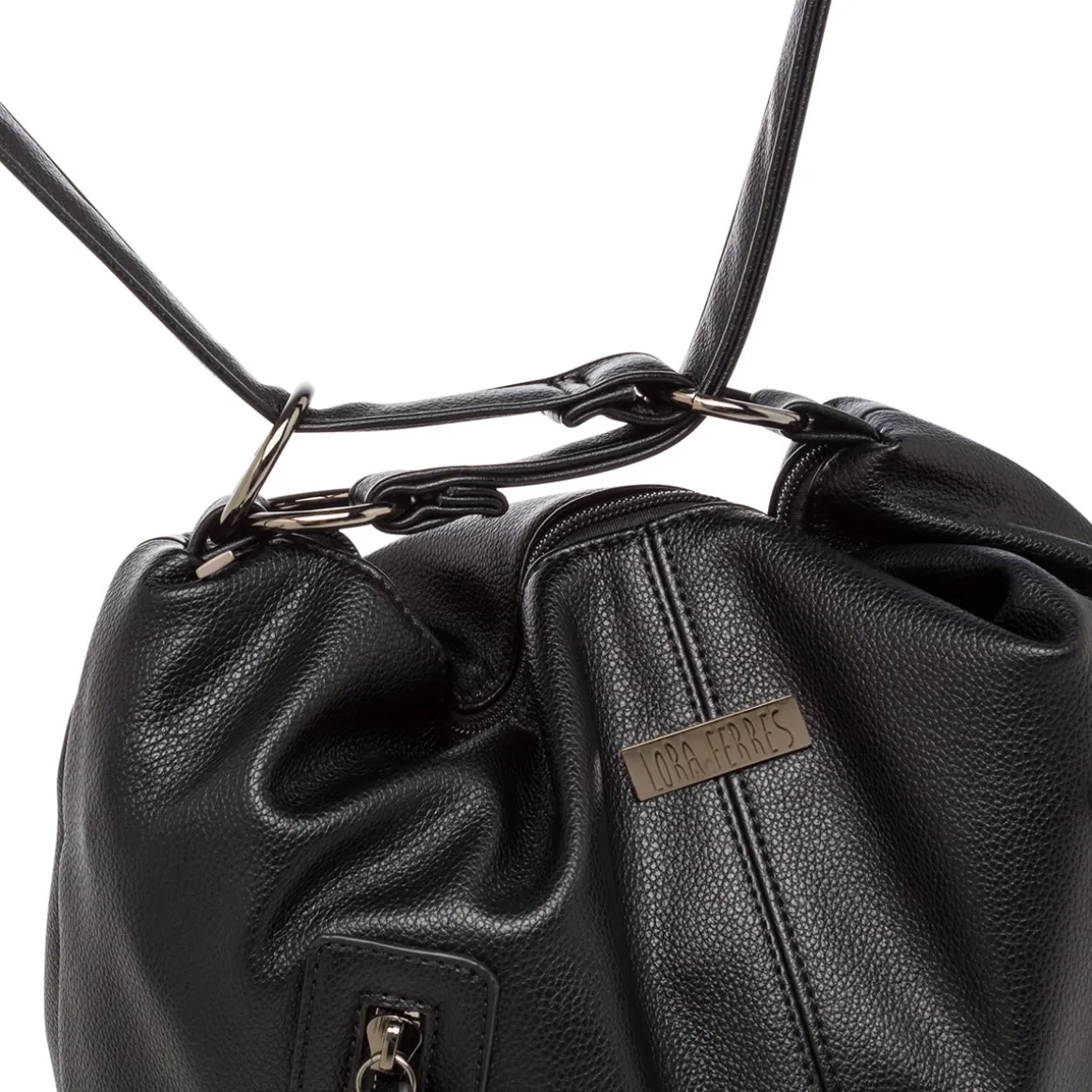 Borsa nera da Donna con tracolla e doppia zip Lora Ferres