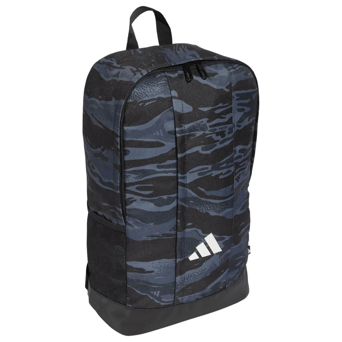 Borsa sport blu navy e nera con stampa mimetica e logo frontale adidas