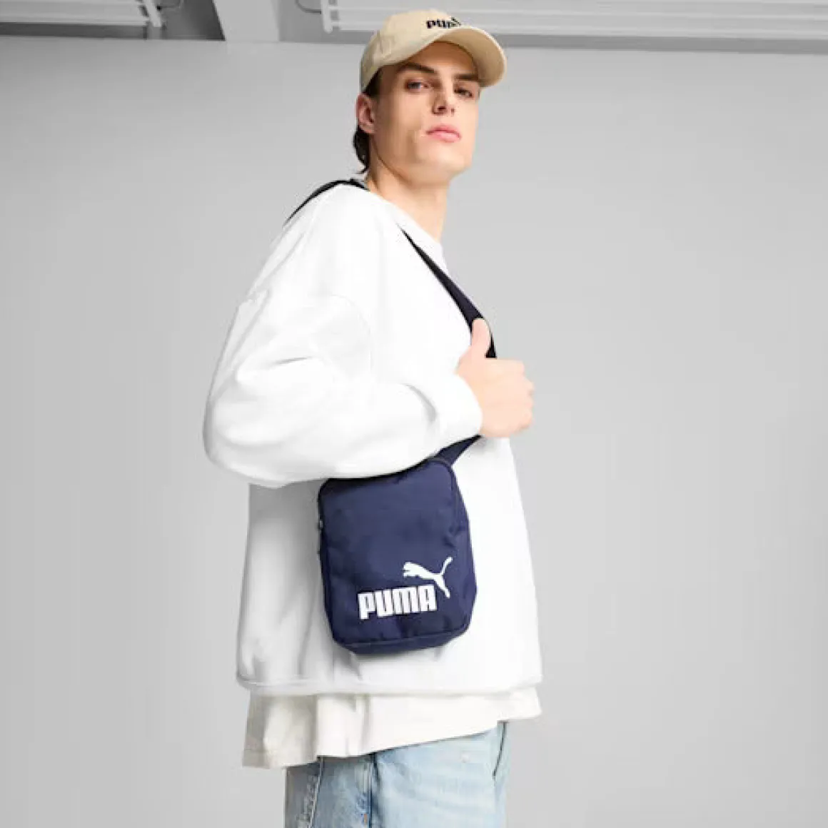 Borsello a tracolla blu da Uomo con logo e tasche Puma