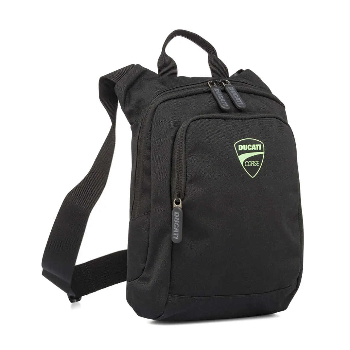 Borsello a tracolla da Uomo nero con logo verde fluo Ducati Corse