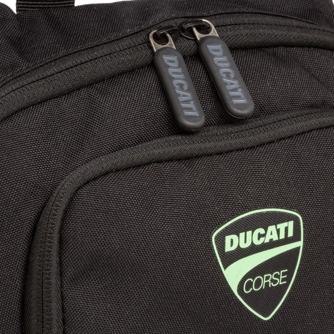 Borsello a tracolla da Uomo nero con logo verde fluo Ducati Corse