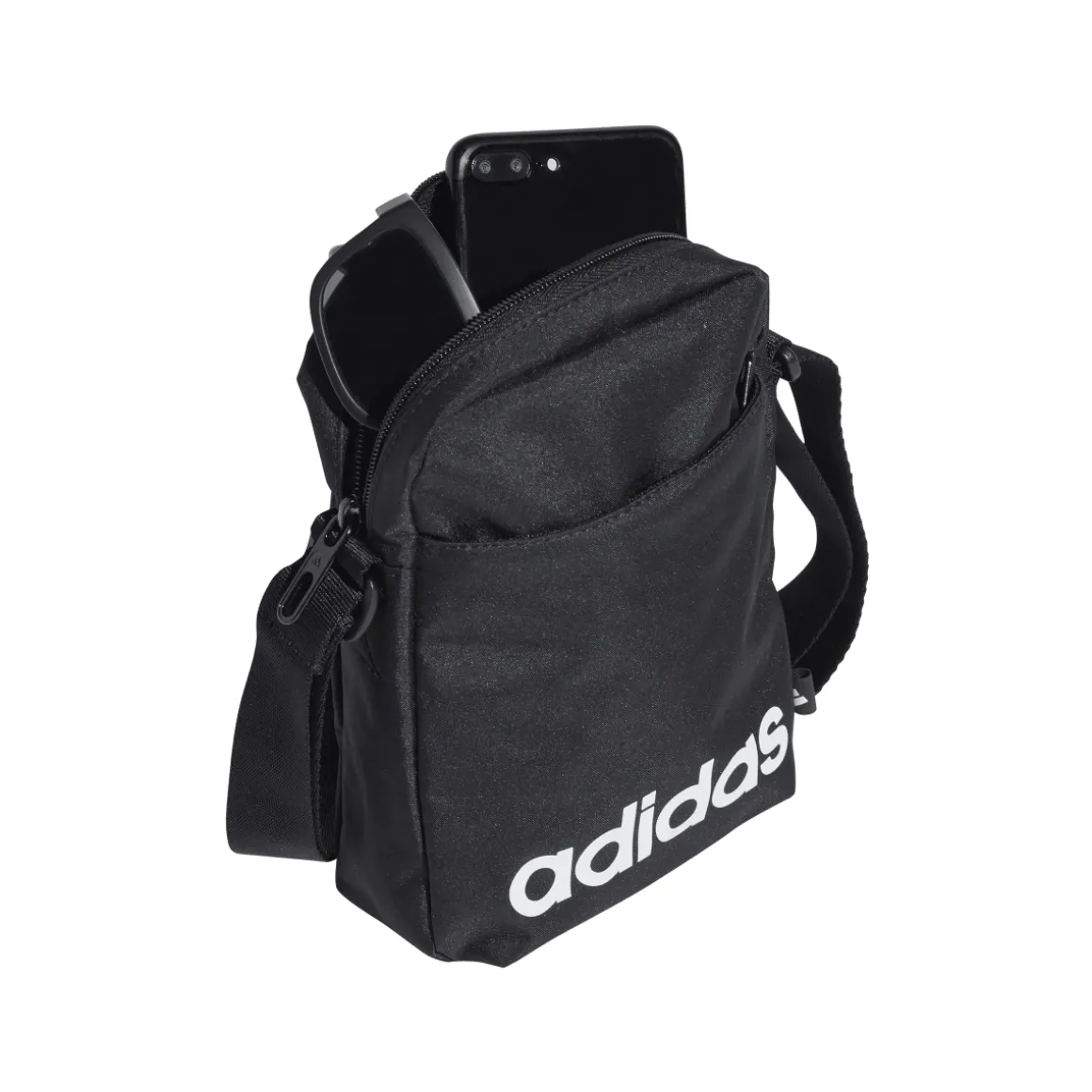 Borsello nero con tasca e logo frontale adidas