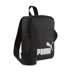 Borsello sportivo nero con tasche e tracolla con logo Puma Phase