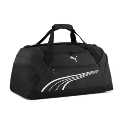 Borsone sportivo nero con tasche e tracolla con logo Puma Phase