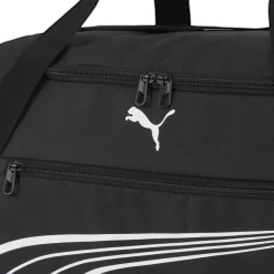Borsone sportivo nero con tasche e tracolla con logo Puma Phase