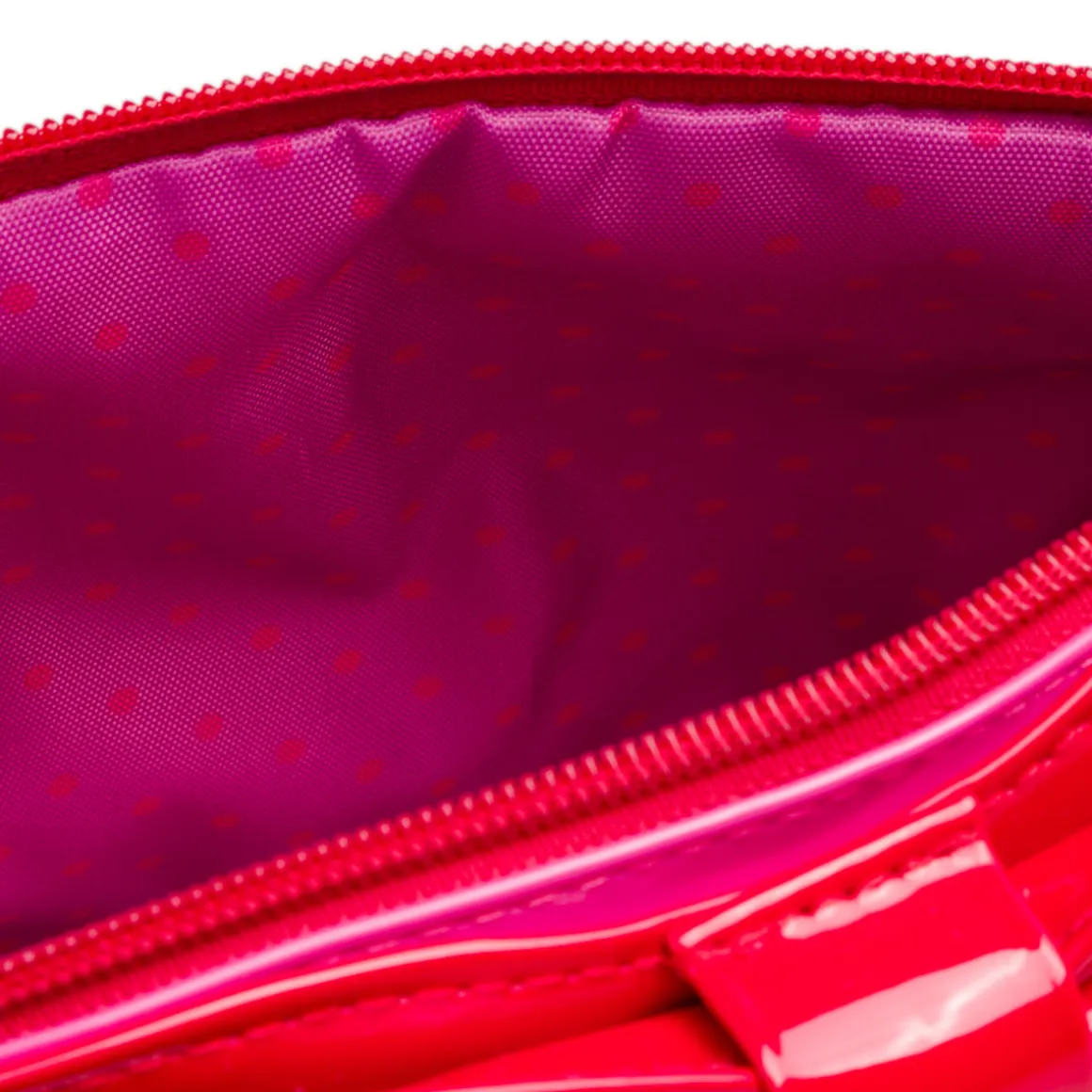 Busta beauty case fucsia e rossa con fiocco Camomilla Milano Sweet Stripes