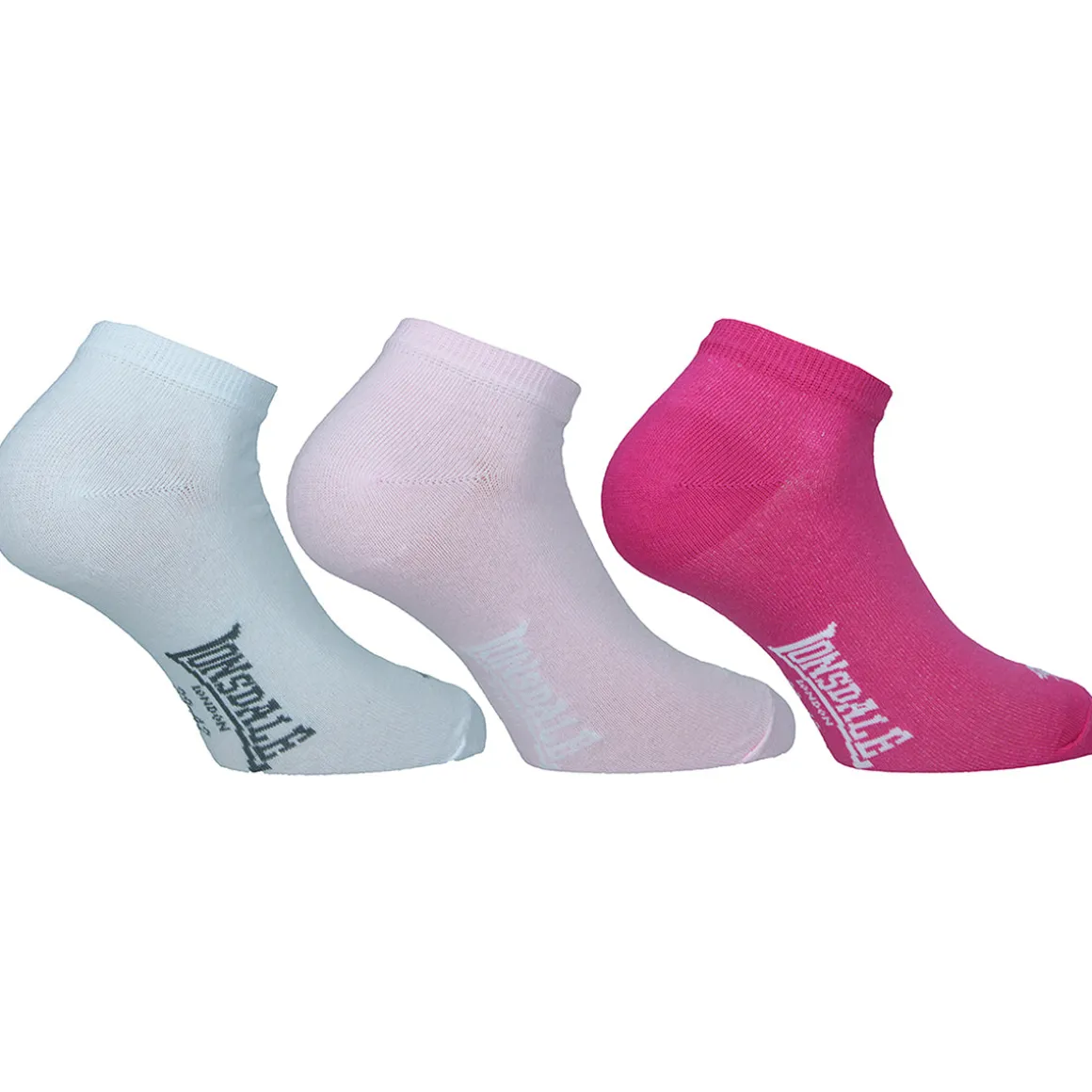 Calzini corti 5 paia da Donna rosa bianco e fucsia Lonsdale