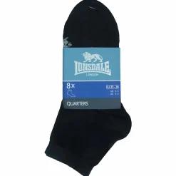 Calzini corti 8 paia neri in cotone unisex Lonsdale