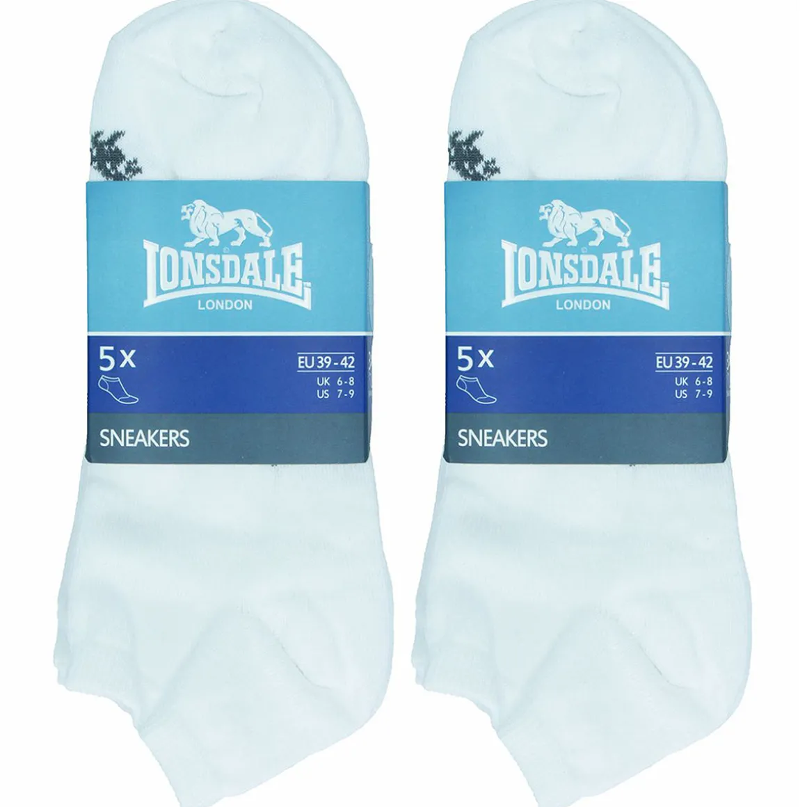 Calzini corti bianchi 5 paia in cotone unisex Lonsdale