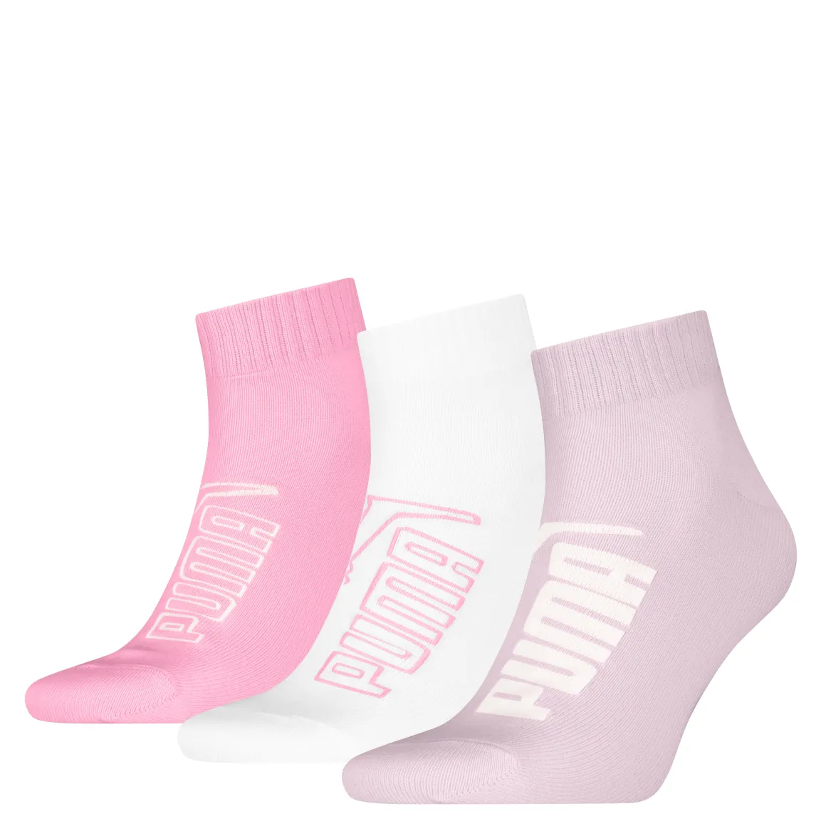 Calzini corti da Donna 3 paia rosa, bianco e lilla Puma