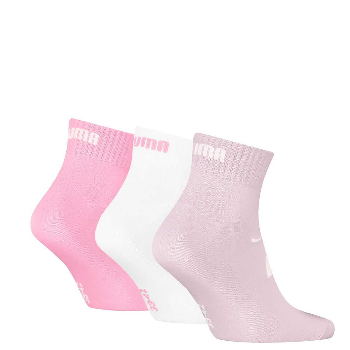 Calzini corti da Donna 3 paia rosa, bianco e lilla Puma