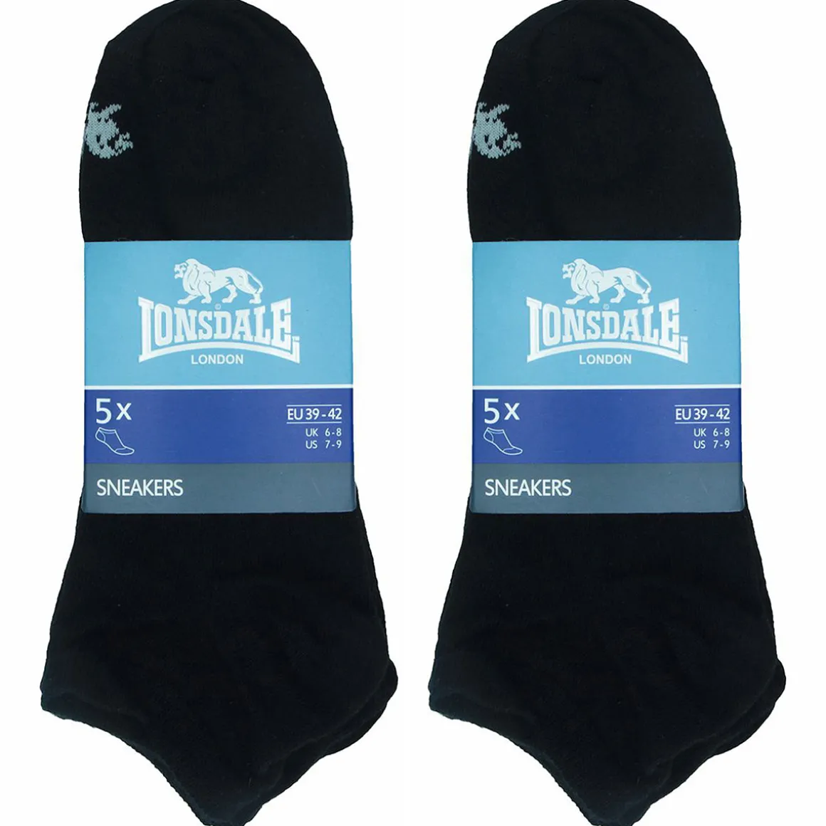 Calzini sportivi corti neri unisex in cotone Lonsdale