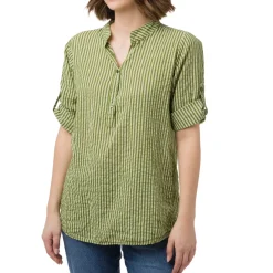 Camicia da Donna a righe Verde chiaro e scuro in cotone Swish Jeans