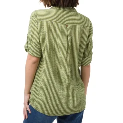 Camicia da Donna a righe Verde chiaro e scuro in cotone Swish Jeans