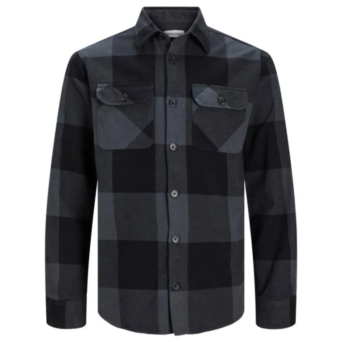 Camicia da uomo nera e grigia con bottoni Jack & Jones