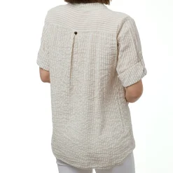 Camicia in cotone stropicciato a Righe Bianche e Beige da Donna Swish Jeans