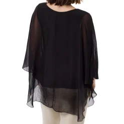 Camicia Nera a Maniche Corte da Donna Semi Trasparente con Fodera Swish Jeans