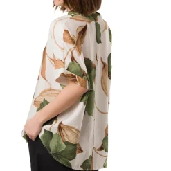 Camicia Verde da Donna con collo alla Coreana e fantasia floreale Swish Jeans