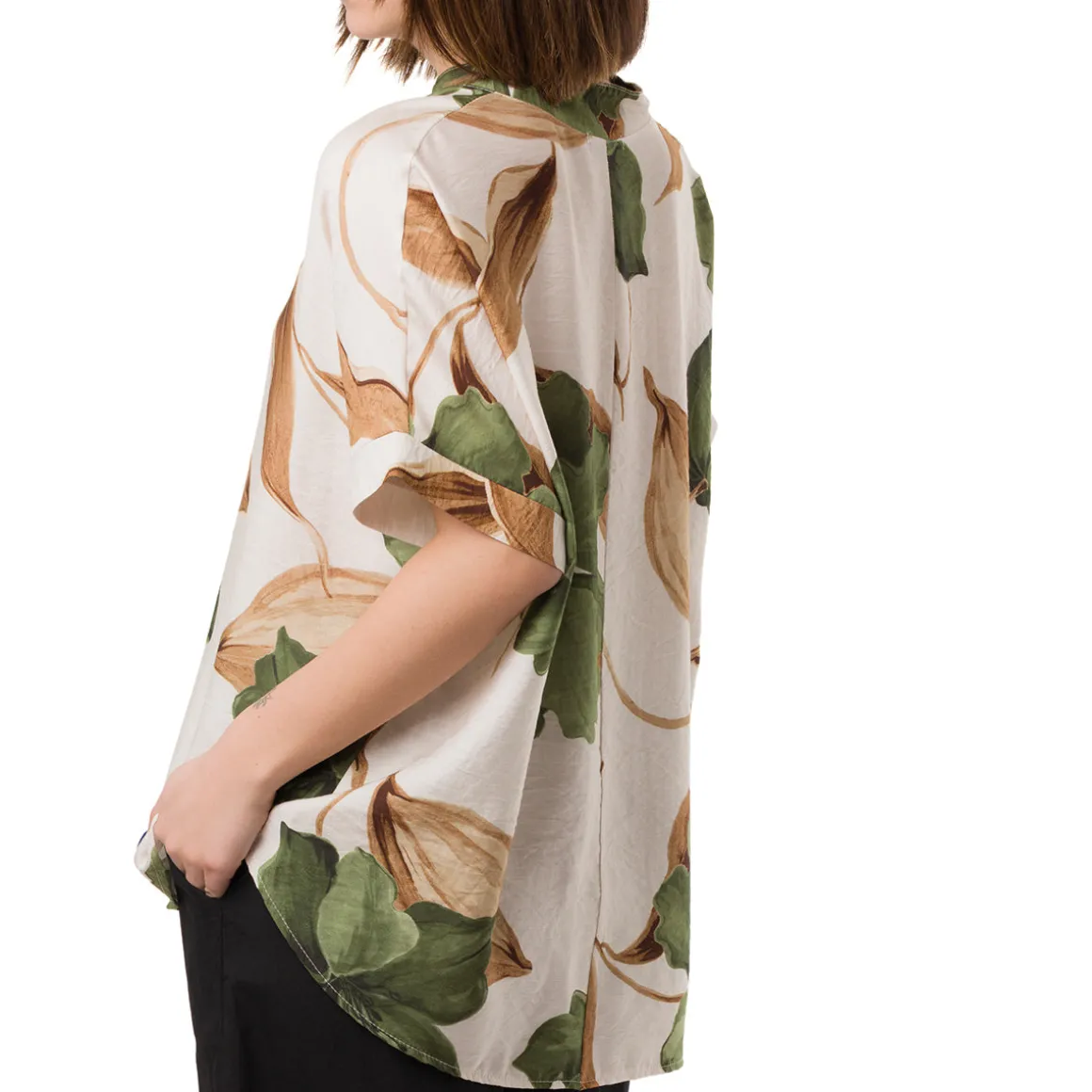 Camicia Verde da Donna con collo alla Coreana e fantasia floreale Swish Jeans