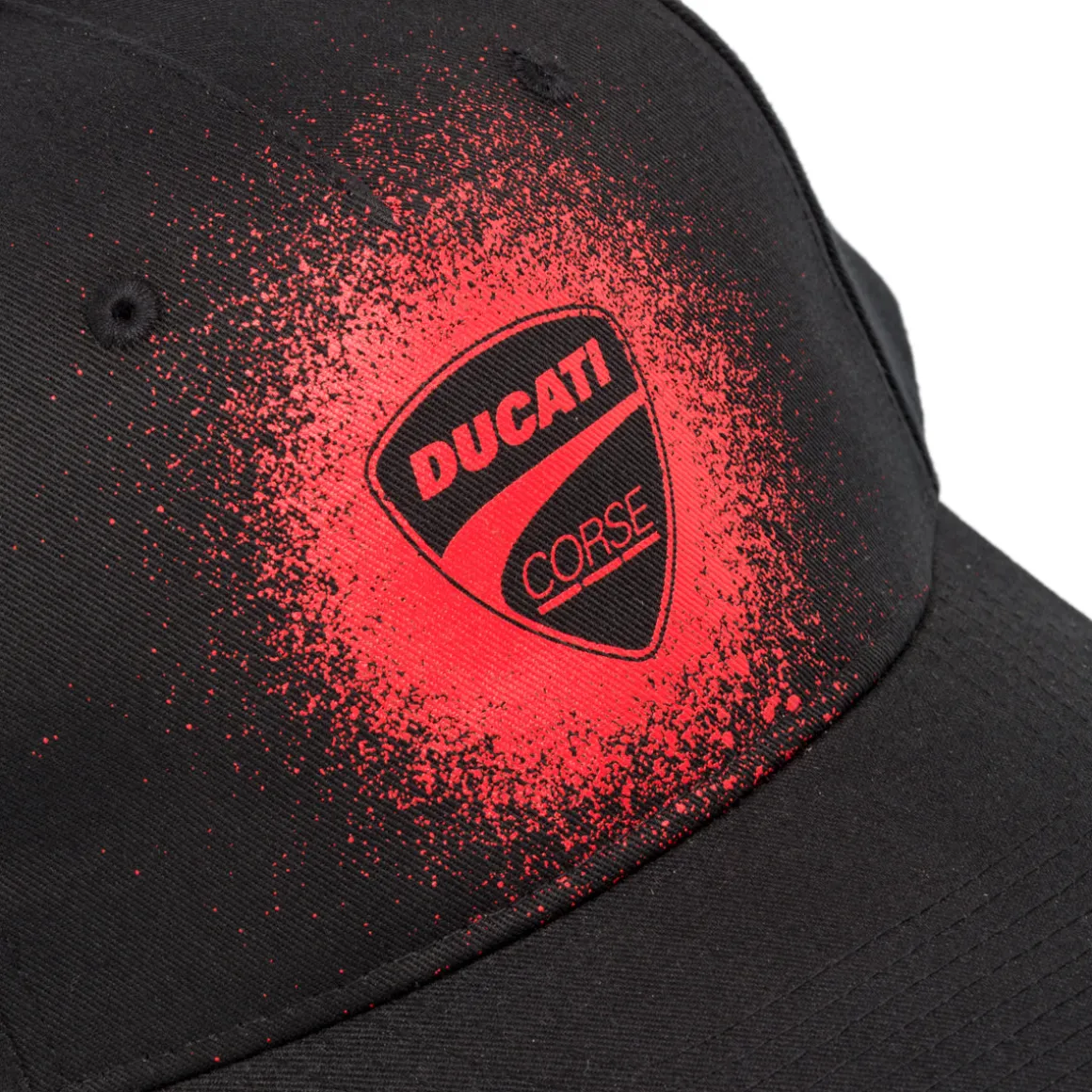 Cappellino nero da Uomo Ducati Corse con logo effetto spray