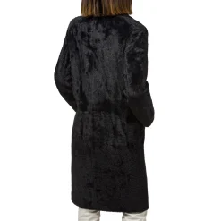 Cappotto lungo da donna nero con bottoni Swish Jeans
