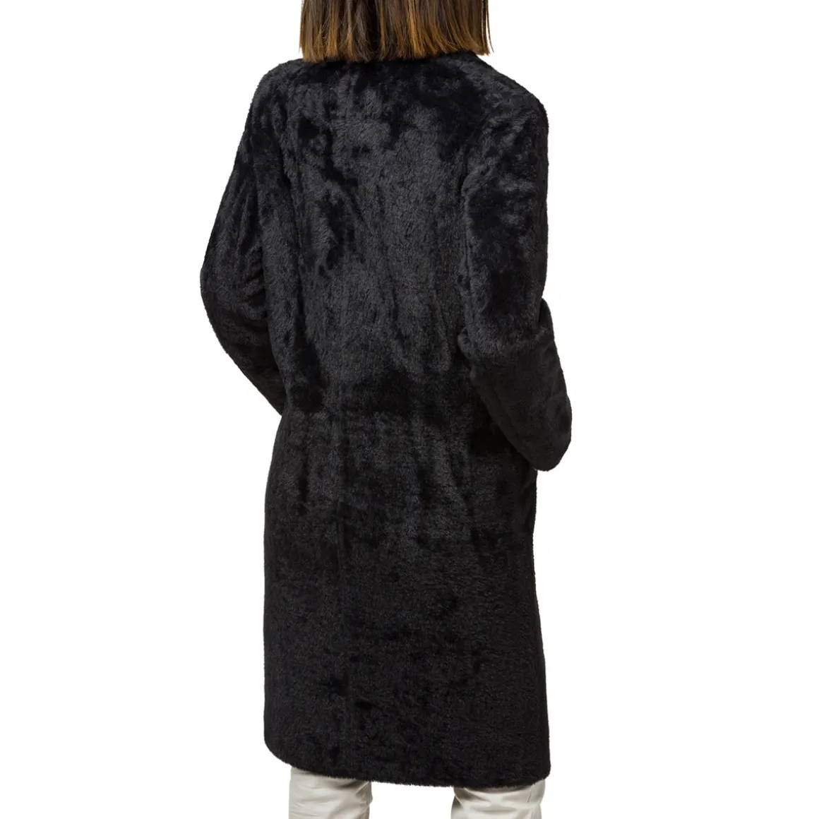Cappotto lungo da donna nero con bottoni Swish Jeans