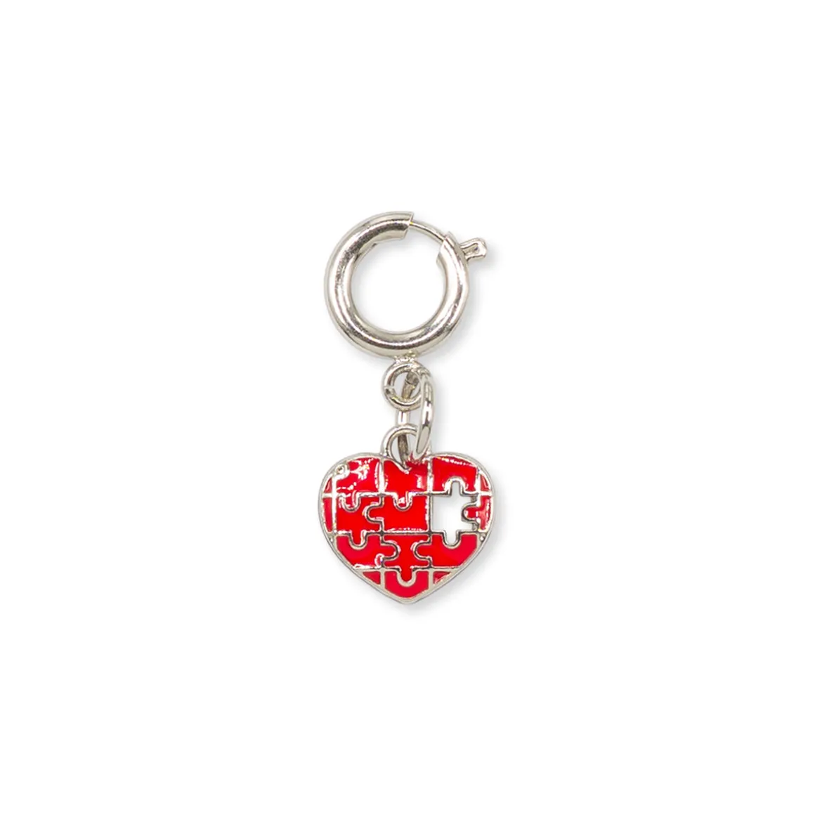 Charm Cuore Puzzle rosso e argento per scarpe e borse Lora Ferres