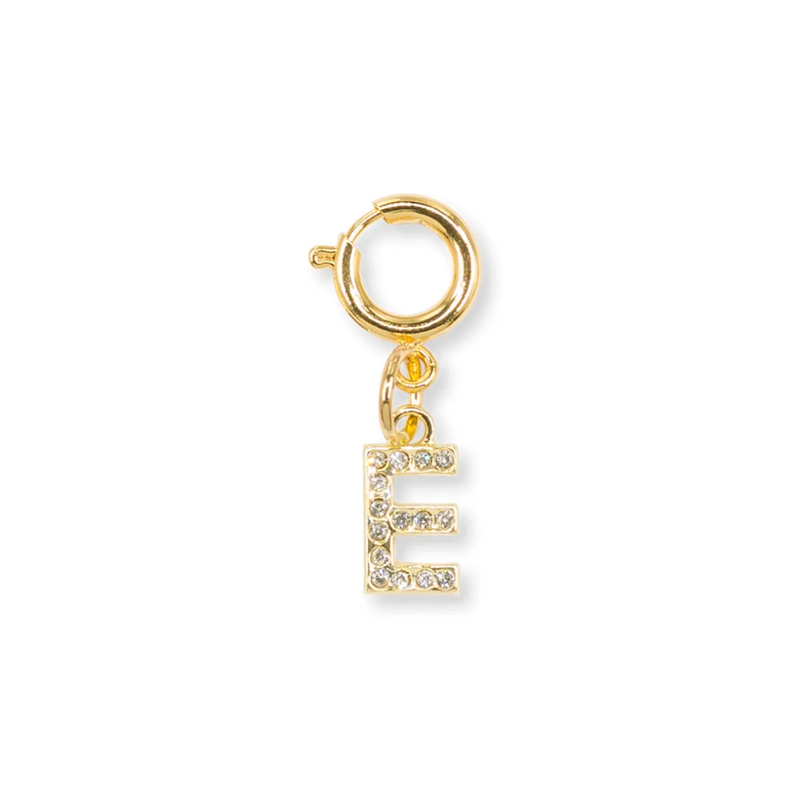 Charm Lettera E con strass oro decorazione scarpe e borse Lora Ferres