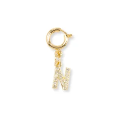 Charm Lettera N strass oro per scarpe e borse Lora Ferres