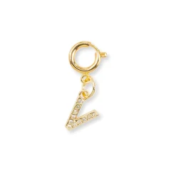 Charm Lettera V strass oro per scarpe accessori Lora Ferres