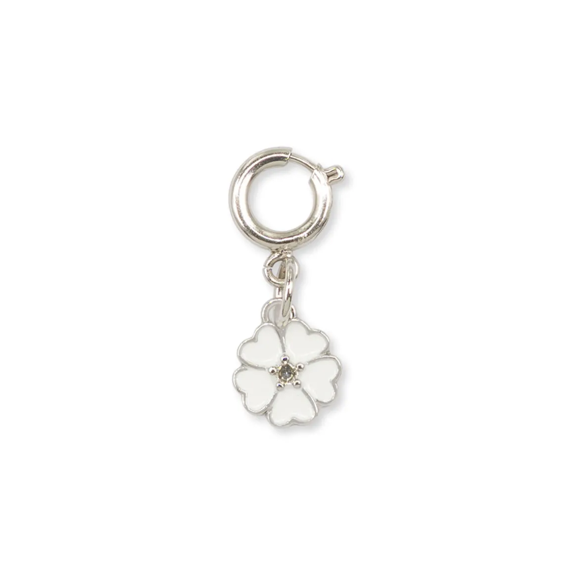 Charm Quadrifoglio bianco e argento decorazione scarpe Lora Ferres