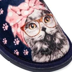 Ciabatte blu da Donna con gatto Italia Trend