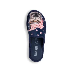 Ciabatte blu da Donna con gatto Italia Trend