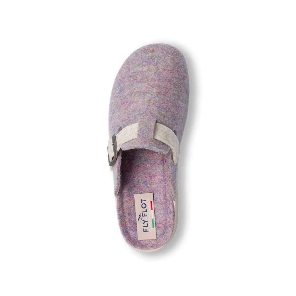 Ciabatte con fibbia lilla in feltro da Donna Fly Flot