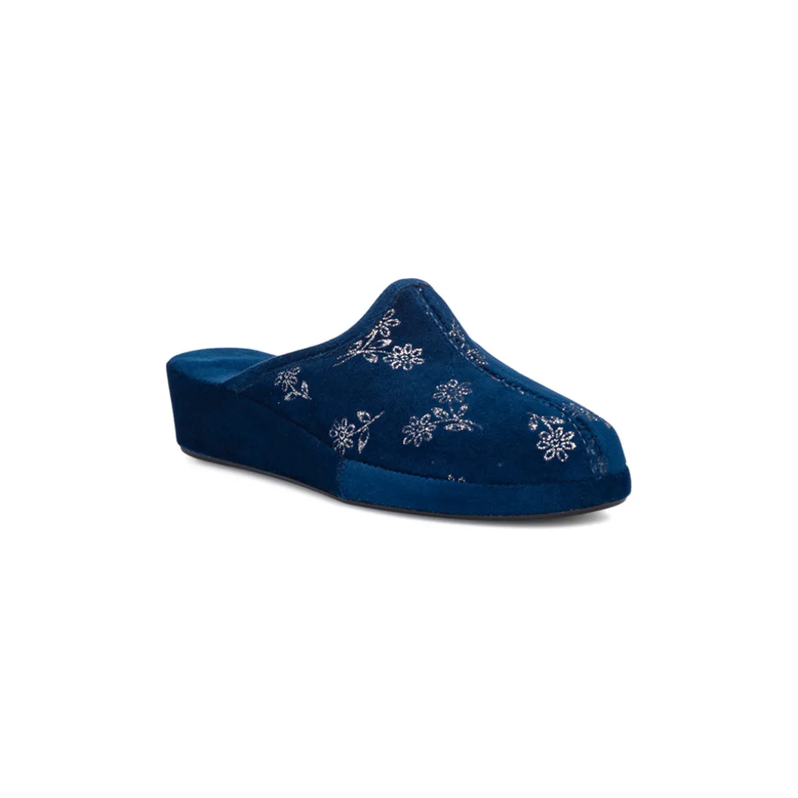 Ciabatte da Donna blu con fiori effetto velluto Stilrosa