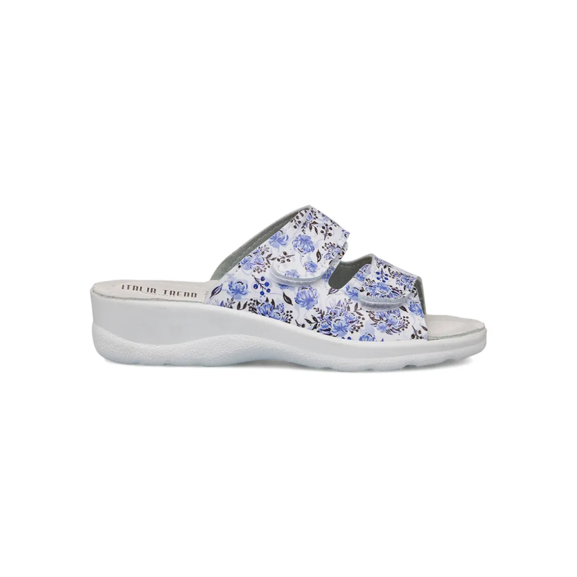 Ciabatte da Donna con doppia fascia blu con stampa floreale Italia Trend