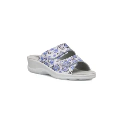 Ciabatte da Donna con doppia fascia blu con stampa floreale Italia Trend