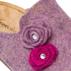 Ciabatte da Donna lilla con fiori in feltro De Fonseca