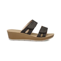 Ciabatte doppia fascia nere da donna con velcro e strass Inblu