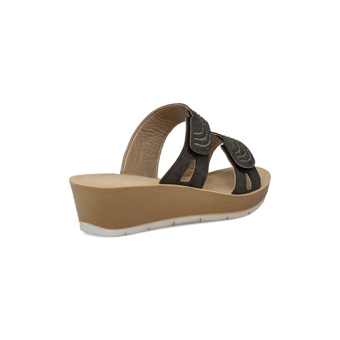 Ciabatte doppia fascia nere da donna con velcro e strass Inblu