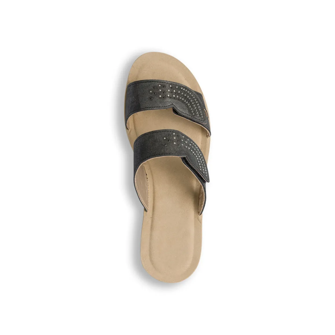 Ciabatte doppia fascia nere da donna con velcro e strass Inblu