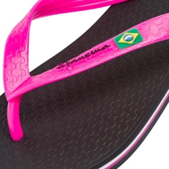 Ciabatte infradito da donna nere e fucsia con bandiera brasile Ipanema Clas Brasil II