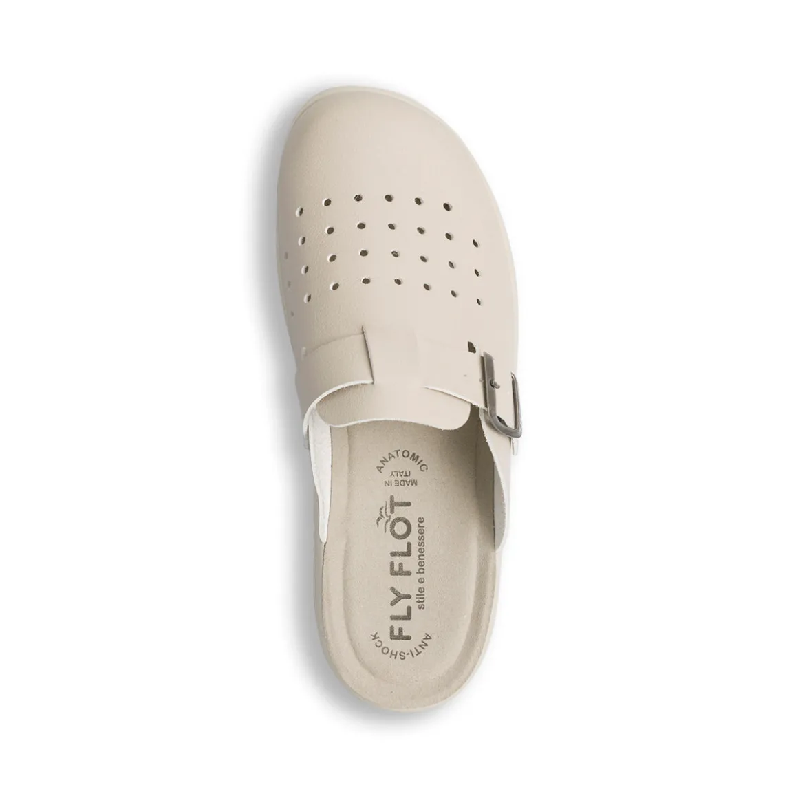 Ciabatte sanitarie beige da uomo con sottopiede anatomico Fly Flot
