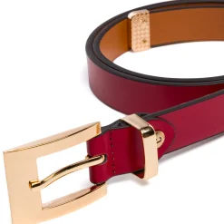 Cintura da Donna in Pelle Rossa Elegante con Fibbia Oro Coconuda
