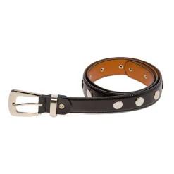Cintura da Donna Nera in Pelle con Borchie e Fibbia in Metallo Coconuda
