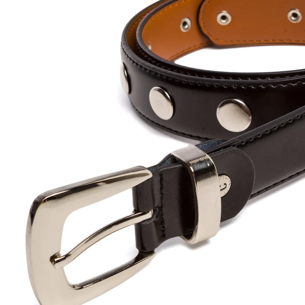 Cintura da Donna Nera in Pelle con Borchie e Fibbia in Metallo Coconuda