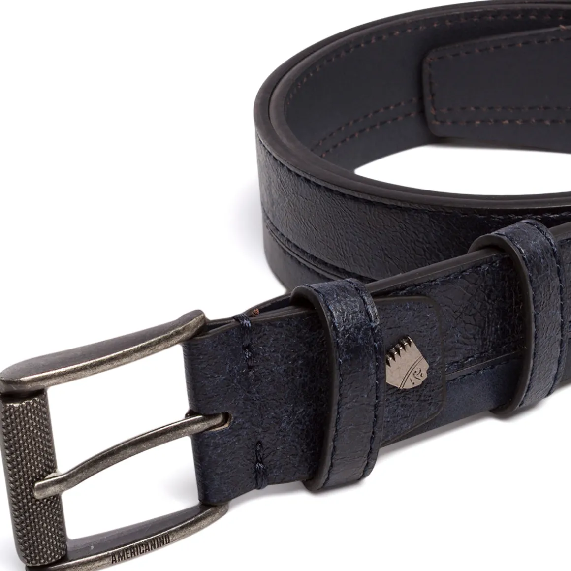 Cintura da Uomo Blu con Fibbia Rettangolare Americanino